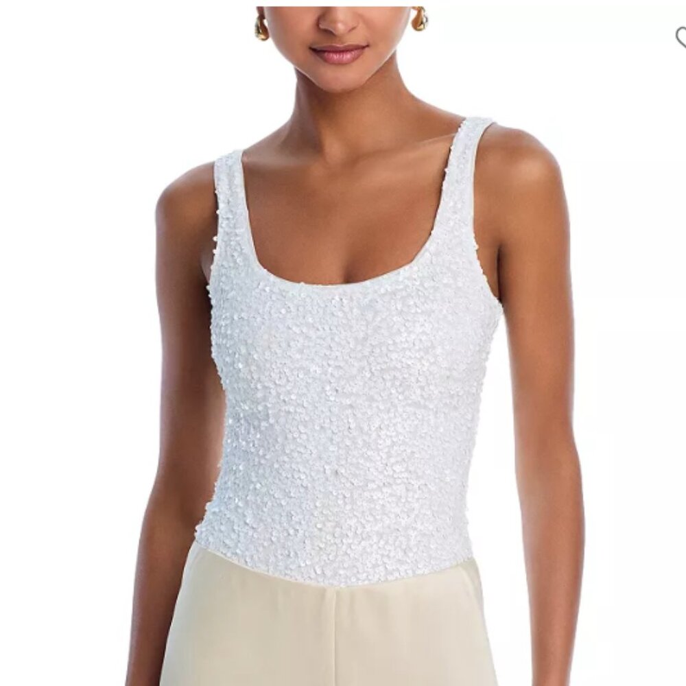 Generation Love Dina Sequin Bodysuit in White NWT Women's XL